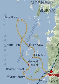 mapa buceo black rock