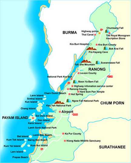 mapa de la provincia de Ranong